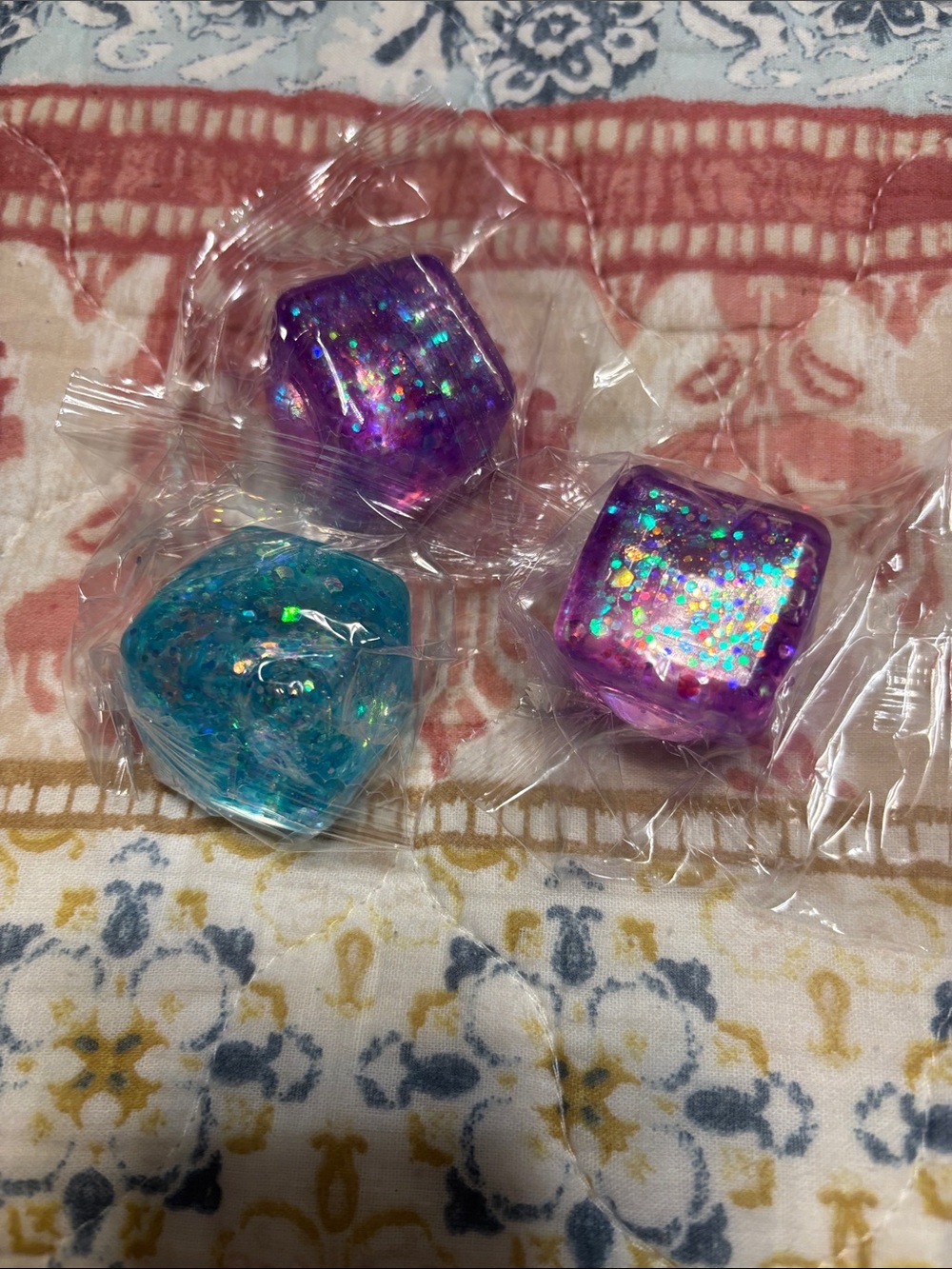 3 colorful sparkling Squishy's